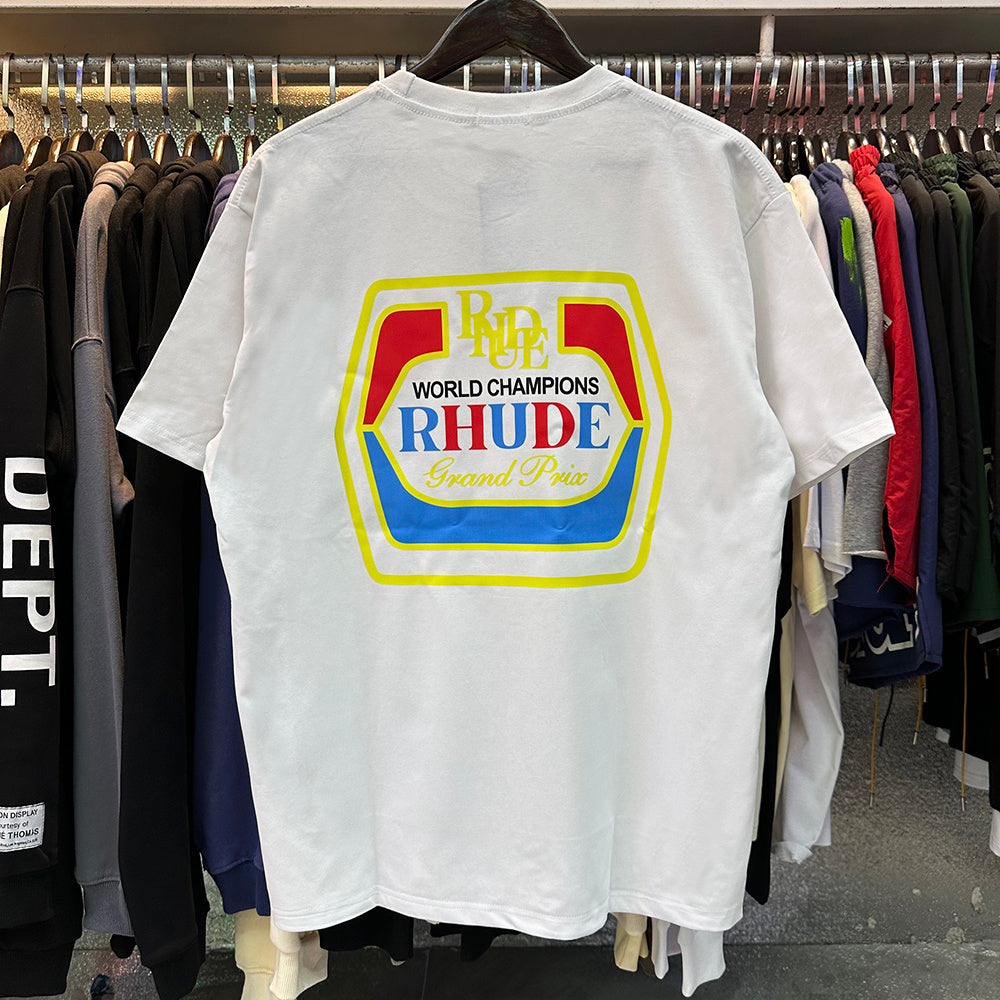 Rhude T-shirts Printed Cotton Loose Short Sleeves Men and Women