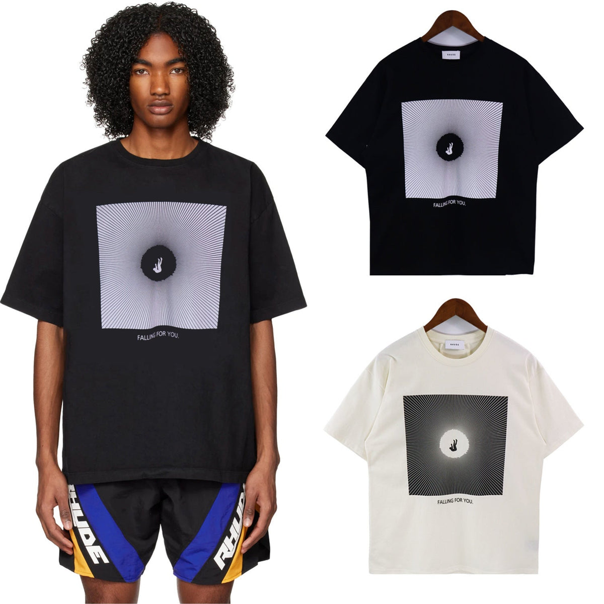 Rhude T-shirt Alphabet Slogan Printed Short Sleeve T-shirt